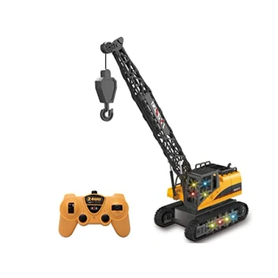 Immagine di Teorema 66951 Gru Cingolata Giocattolo per bambini Radiocomandata 2.4GHz con Luci e Suoni, Torre Girevole a 360, Altezza 40cm, Scala 1:12, Ricaricabile
