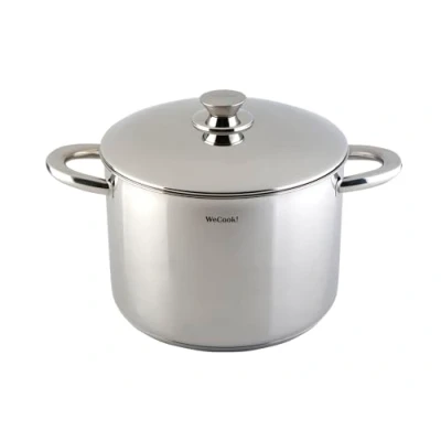 Immagine di Wecook! Pentola in acciaio inox con coperchio e scala di misurazione integrata, Ø 26 cm, capacità 9,9 litri. Compatibile Tutte le Fonti Calore, Inclusa l&#039;Induzione