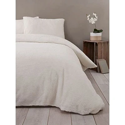 Immagine di Rapport Home Set di biancheria da letto matrimoniale king size, in morbido pile, colore: panna