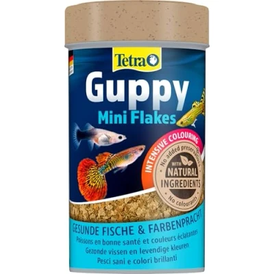 Immagine di Tetra Guppy Mini Flakes, alimento Completo Altamente nutriente sotto Forma di Fiocchi 100 ml (Confezione da 1)