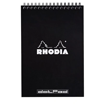 Immagine di RHODIA 165039C Bloc Notes a Spirale (Rilegatura Integrale) Nero A5 Puntinato Dot 80 Fogli staccabili Carta Clairefontaine 80G Copertina in Rivestita Flessibile e Resistente Classic