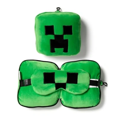 Immagine di Puckator Creeper Minecraft Cuscino da Viaggio con Maschera, Colore Verde, Standard, CUSH306