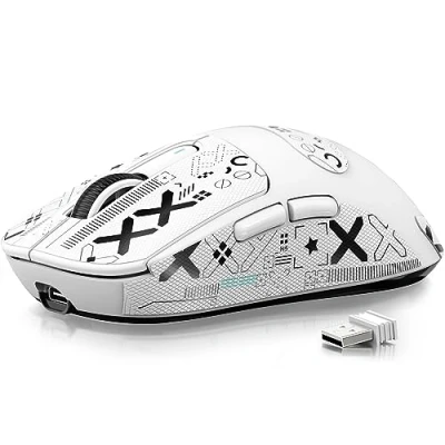 Immagine di ATTACK SHARK Mouse X3 49g SUPERLEGGERO con Nastro Adesivo, Sensore di Gioco PixArt PAW3395, da Wireless/Cablato BT/2.4G, 6 DPI 26000, Batteria 200 ore, per Win11/Xbox/PS/Mac