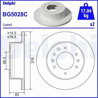 Immagine di Disco freno DELPHI BG5028C indietro, completo, 2 pezzo