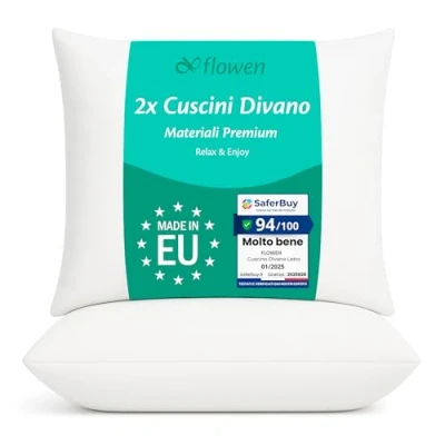 Immagine di Cuscini Letto Coppia di Guanciali 65x65 per Dormire Imbottitura Standard Antiacaro Anallergico Traspirante Quadrati Matrimoniale Singolo con Federa in Microfibra Sfoderabile e Lavabile
