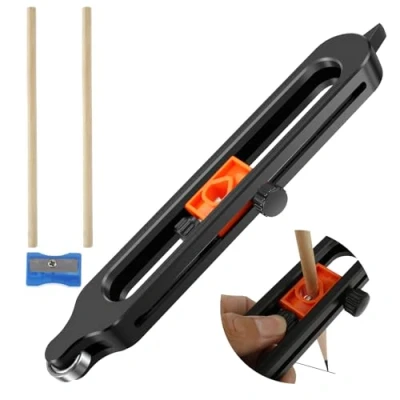 Immagine di Strumento per tracciare profili con blocco, copia precisione forme irregolari 2 matite, regolabile, duplicatore di misurazione degli angoli la lavorazione del legno, pavimenti e