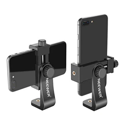 Immagine di Neewer Supporto per Smartphone Staffa Orizzontale Verticale Adattatore con Filettatura 1/4&quot;, Clip Cellulare Compatibile iPhone 15 14 13 Pro Plus Max Mini Galaxy S20+/S20, Huawei P40 Pro, ecc.