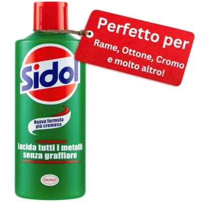 Immagine di Sidol Lucidante Brillantezza Metalli di Henkel, 150 ml Protezione e Pulizia Senza Graffi per Rame, Ottone, Cromo Alluminio Ideale Casa, Cucina Auto