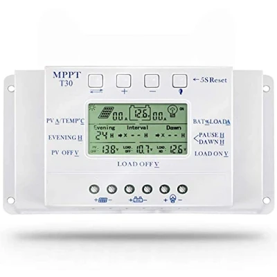 Immagine di OOYCYOO Regolatore di carica solare 30A mppt 12V/24V Rilevamento automatico della tensione del pannello con display LCD USB