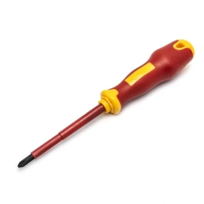 Immagine di SATA ST61223SC VDE Cacciavite elettrico isolato con testa a croce 2/PH 2, manico e lama in acciaio S2, testato fino 10.000 Volt, 2 x 100 mm, colore: verde
