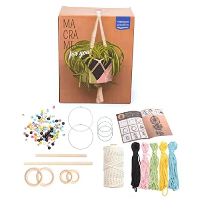 Immagine di Vaessen Creative Kit di Macramè, Include Filo per Macramè in Più Colori, Perline Legno, Pioli Cerchi Legno e Metallo, Acchiappasogni Altro, Multicolore