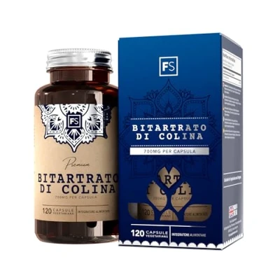 Immagine di FS Colina 120 Choline Capsule Ad Elevata Potenza da 700mg Bitartrato per Integratore Non OGM, Senza Glutine e Allergeni Prodotto nel Regno Unito