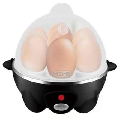 Immagine di Cuociuova 350W da 7 Posti, Mini Bollitore Rapida per Uova con Misurino + Contenitore frittata, Funzione di Spegnimento Automatico (Nero Argento)