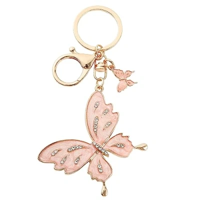 Immagine di portachiavi a forma di farfalla, con ciondolo, scintillante pietra strass, simpatico portachiavi, borsa, borsetta, portamonete, per donne, ragazze, chiavi della mac Rosa