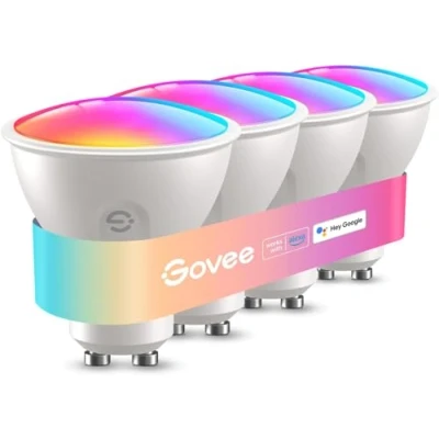 Immagine di Govee Lampadine WiFi Intelligente GU10, Lampadina LED Smart RGBWW e Bluetooth, Compatibile con Alexa Google Assistant, 400LM Dimmerabile 16 Milioni di Colori Sincronizzazione Musicale, 4 Pezzi