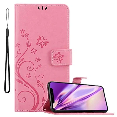 Immagine di Cadorabo Custodia Libro per Apple iPhone XR in ROSA Fiore Design di con Chiusura Magnetica, Funzione Stand e 3 Vani Carte Portafoglio Cover Case Wallet Book Etui Protezione