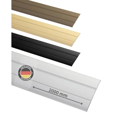 Immagine di Gedotec Profilo di Transizione in Alluminio Binario Autoadesivo Piatto Barra Inferiore con Larghezza 37 mm Argento anodizzato Listello Copertura 200 cm 1 Pezzo