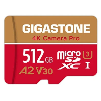 Immagine di Gigastone [5 Anni Recupero Dati Gratuito] Scheda di Memoria 512 GB 4K Fotocamera Pro, Compatibile con GoPro Drone Switch, Velocità 100 MB/s. Video, A2 U3 V30 Micro SDXC adattatore SD.