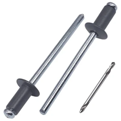 Immagine di SKIR&#039;CO (100 pz) Rivetti ciechi verniciati 4,0 x 8 mm, in alluminio Pop Rivetti, punta per trapano inclusa (grigio antracite RAL 7016)