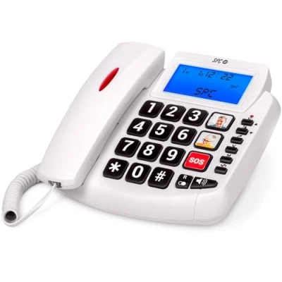Immagine di SPC Comfort volume 2 Telefono fisso per anziani con tasti grandi, amplificatore auricolari, compatibile apparecchi acustici, 3 memorie dirette, ID chiamante e segnale luminoso