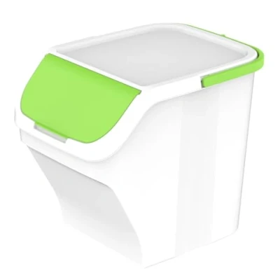 Immagine di eacommerce Pattumiera Contenitore 25L Raccolta Differenziata Bidone Modulare con Maniglia (Verde, Corpo Bianco)