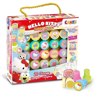 Immagine di CRAZE Timbri bambini Hello Kitty regalo 20 Timbrini lavabili per Timbro a inchiostro Giocattolo Modelli diversi 4 Colori Giochi creativi