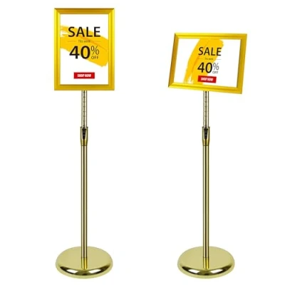 Immagine di VAIIGO supporto per espositore regolabile, poster, struttura a scatto, supporti esposizione in alluminio pavimento, rack pubblicitario sostituibile（Oro A4）