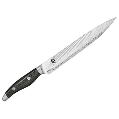 Immagine di Kai Shun Nagare Coltello da prosciutto 23 cm Lunghezza Lama 72 Strati di Acciaio Damasco VG 2 e 10 a Doppio Nucleo Legno Pakka Grigio Nero Fatto Mano in Giappone