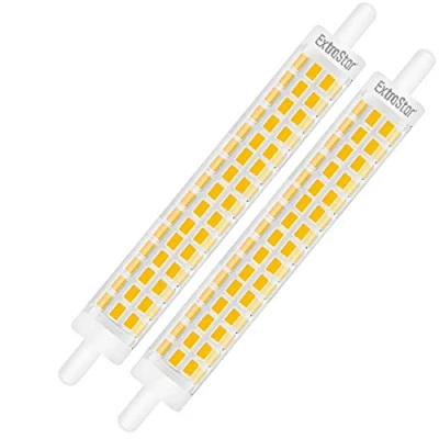 Immagine di EXTRASTAR Lampadina 8W R7S 118mm a LED Slim Doppio Effetto Lineare, J118 Non Dimmerabile Bianco Calda 3000K Equivalente 64W 800LM,Confezione da 2