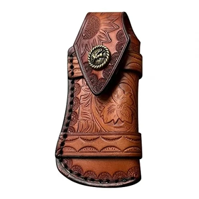Immagine di DONGKER Fodero per Coltelli Pelle,4,7&#039;&#039; Custodia Coltello Pieghevole Fondina Coltellino con Passante da Cintura Caccia Campeggio All&#039;aperto