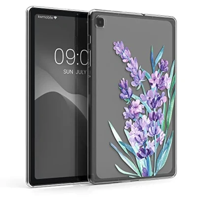 Immagine di kwmobile Cover Compatibile con Samsung Galaxy Tab S6 Lite Custodia Tablet in silicone TPU Copertina protettiva Backcover Fiori di Lavanda viola/turchese/trasparente