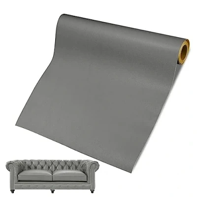 Immagine di 60 x 137cm Patch di Riparazione in Pelle, Pelle Adesiva, Adesiva per Riparazioni, Ecopelle Pellicola Autoadesiva PU Divani (Grigio Scuro)