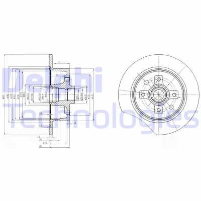 Immagine di DELPHI BG2571 Disco freno 261 10 4 pieno Oleato non trattato senza cuscinetto ruota, anello sensore ABS OPEL: Kadett E CC, Calibra A