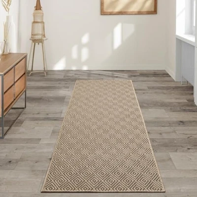 Immagine di the carpet Kansas robusto tappeto per esterni ed interni in juta naturale, resistente alle intemperie, adatto a terrazze e giardini, 60 x 180 cm