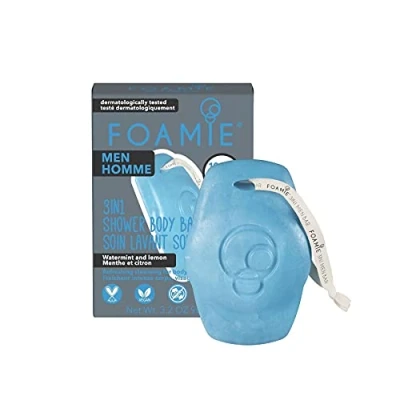Immagine di Foamie detergente solido 3in1 per uomo con menta e limone I Shampoo solido, viso gel doccia in 1 Vegan senza plastica 90g