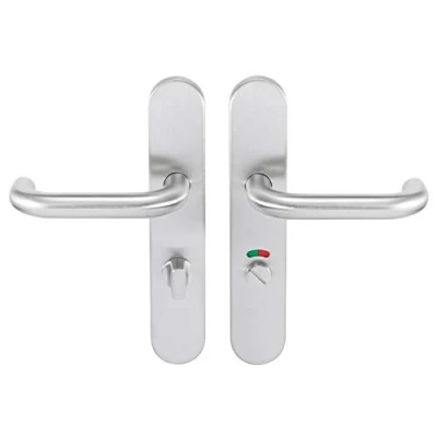 Immagine di Bricard 666476 Set maniglie in acciaio inox su piastra Tempo Classic Porta WC (a condanna e appariscente)