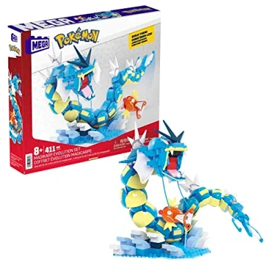 Immagine di MEGA Pokémon Set Evoluzione Magikarp, da Costruire con 411 Pezzi, Personaggi Magikarp e Gyarados snodato 12 Punti di connessione, Giocattolo per Bambini, 8+ Anni, HNT95