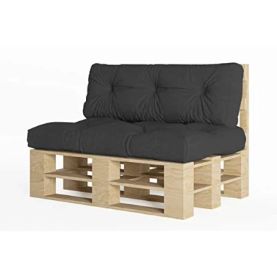 Immagine di chilly pilley Cuscino Trapuntato Per Mobili In Pallet Riempito Con Fiocchi Di Schiuma Divano Schienale Sedile Laterale Set (Set 2 Neri)