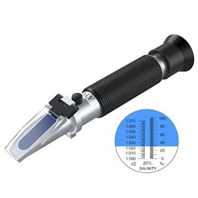 Immagine di AUTOUTLET Rifrattometro di salinità, idrometro per acquari e Acqua Mare, Doppia Scala da 0 100 PPT 1.000 a 1.070 Peso Specifico (0 10%) Serbatoi Acquari, Industria Marina