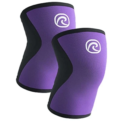 Immagine di Rehband Benda per ginocchio Powersport, fascia Cross Fit e allenamento pesante in neoprene da 5 mm, Colore:Viola 1 Paio, Misura:S