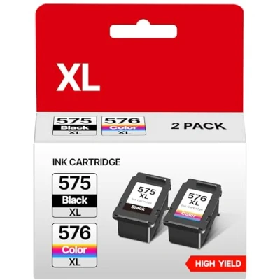 Immagine di RUDGUZ PG 575XL CL 576XL Cartucce d&#039;inchiostro Sostituzione per Canon 575 576 XL Multipack PIXMA TS3550i TS3551i TS3750i TR4750i TR4751i (Nero Colore, 2 Pack)