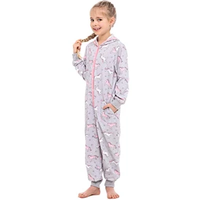 Immagine di Merry Style Pigiama Intero con Cappuccio Bambina e Ragazza MS10 223 (Melange Unicorno, 146 152)