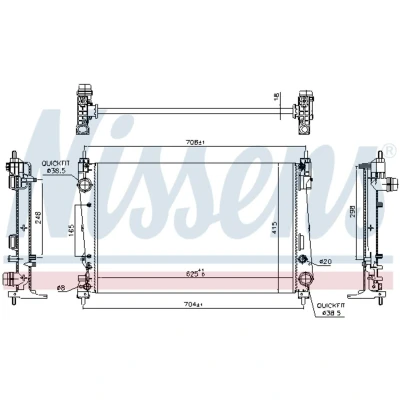 Immagine di NISSENS 617864 Radiatore motore Alluminio 625 415 18 Alette di raffreddamento montate meccanicamente FIAT: BRAVO 2, Grande Punto Hatchback