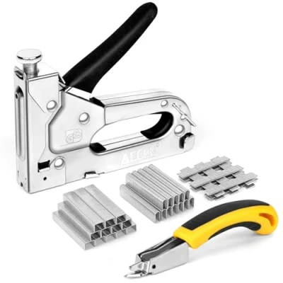 Immagine di Graffatrice Manuale AECCN Professionale 3 in 1 Pistola per Sparapunti con 2100 Graffette, vie Graffette/Graffatrice Tappezzeria, Decorazione, Mobili, Porte e Finestre