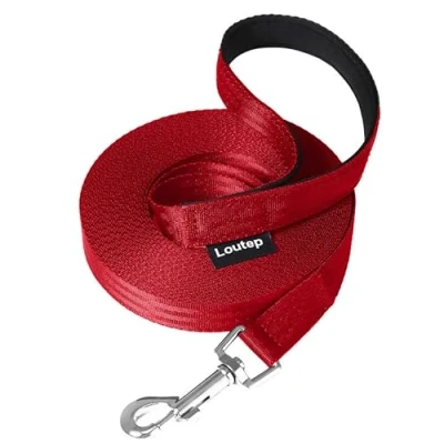 Immagine di Loutep guinzaglio da addestramento per cani 3 m, 5 10 15 20 25 30 corda in nylon resistente, extra lungo con manico imbottito di taglia grande, media