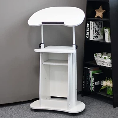 Immagine di WLCNYL scrivania Mobile in Piedi, postazione di Lavoro per Computer Regolabile Altezza, Laptop con Ruote, Ufficio Domestico, Carrello Ruote