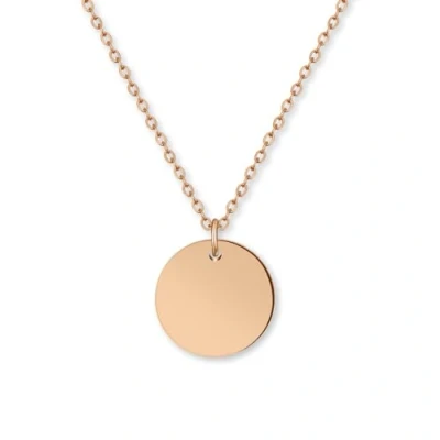 Immagine di GD GOOD.designs EST. 2015 Collana da donna in oro rosa con placca di monete Impermeabile Catena acciaio inox ciondolo rotondo I Misura regolabile 40+5cm