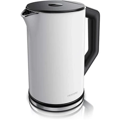 Immagine di arendo Bollitore Acqua Elettrico da 1.5L 2200W Eco Controllo Temperatura Regolabile 40 100C Parete Doppia in Acciaio Inossidabile Senza BPA Bianco opaco