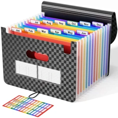 Immagine di ABClife Cartella Portadocumenti A4 13Tasche Porta Documenti Espandibile/Articoli da Ufficio, Multicolore, Portatile, Fisarmonica, Plastica, FSC, Perfetta per Casa Scuola e Società