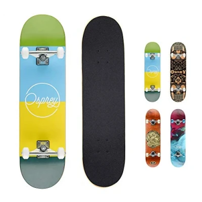 Immagine di Skateboard completo per tricks double kick Osprey, principianti deck acero 31&quot; x 8&quot;